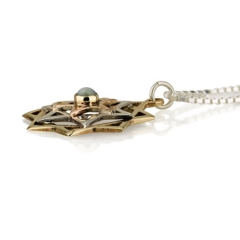 תיקון חוה משובץ אבל קריסובריל כסף 925 וזהב 14 קארט