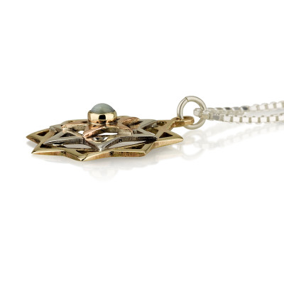 תיקון חוה משובץ אבל קריסובריל כסף 925 וזהב 14 קארט