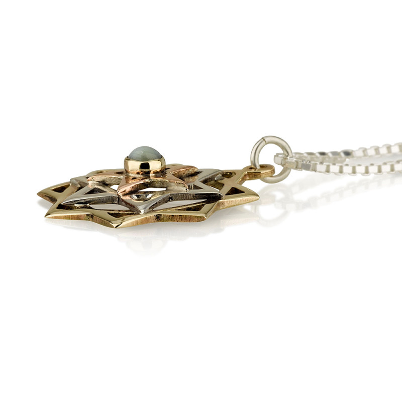 תיקון חוה משובץ אבל קריסובריל כסף 925 וזהב 14 קארט