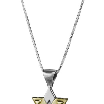 תליון מגן דוד כנען - משובץ אבן כריסובריל