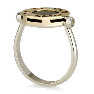 טבעת אני לדודי ודודי לי - כסף וזהב עם אבן אוניקס