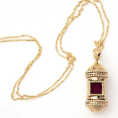 תליון מזוזה מזהב 14 קראט עם ננו-תנ"ך