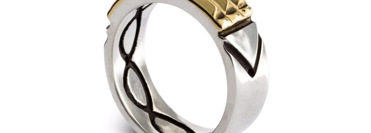 טבעת אטלנטיס מזהב 18 קראט וכסף 950